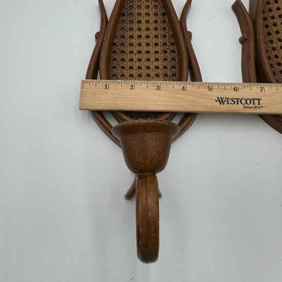 Homco Faux Rattan Wicker Teardrop Wall Sconce Candle Holders  Boho Bohemian MCM - Picture 9 of 16